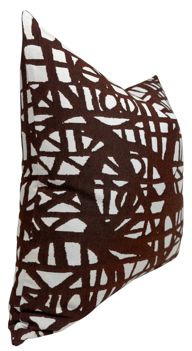 Ready to Ship, 22x22 Ecriture Pillow Cover in Rust, Holly Hunt Textiles