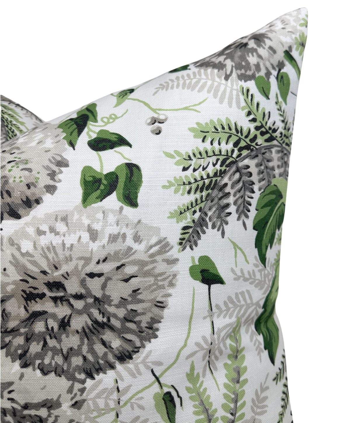 Dahlia spring green floral pillow cover detail