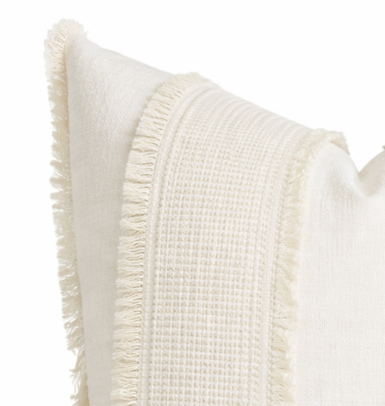Tulum Casement Embroidered Pillow Cover in Ivory, Schumacher Textiles