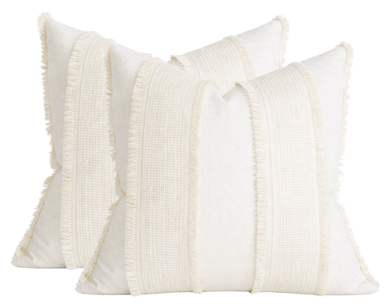 Tulum Casement Embroidered Pillow Cover in Ivory, Schumacher Textiles