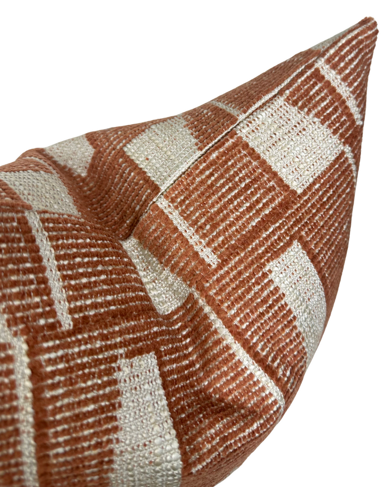 Gaetan Woven Pillow Cover in Terracotta Natural, woven texture detail