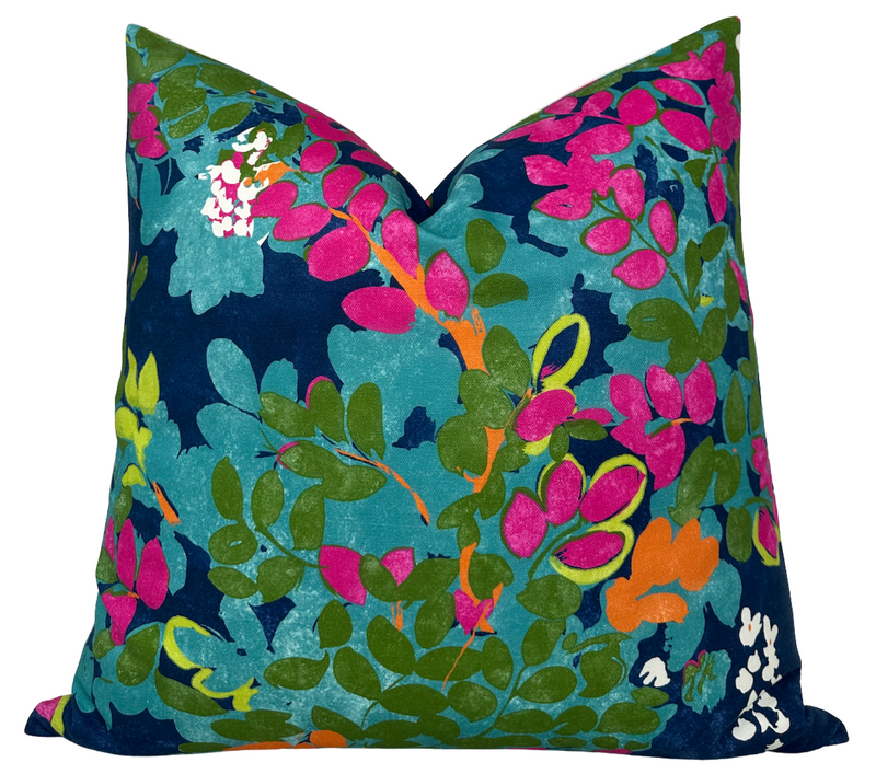 Central Park Pillow Cover in Navy and Pink, Thibaut Pillows