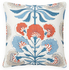 Ready to Ship, 18x18 Tybee Pillow Cover in Coral and Blue With Self Welt