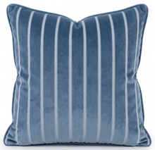 Regent Stripe Velvet Pillow Cover in Sky
