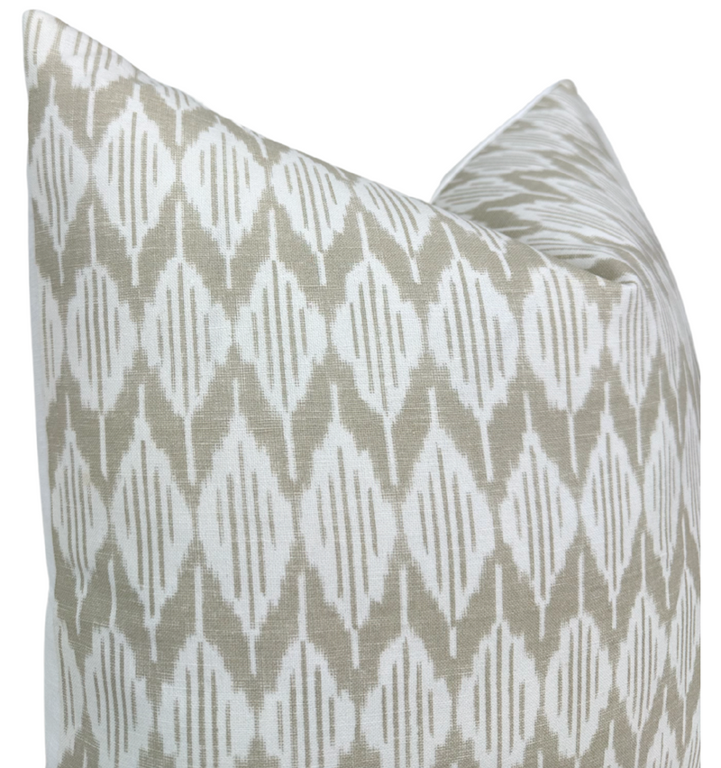 Balin Ikat Pillow Cover in Beige, Thibaut Pillows