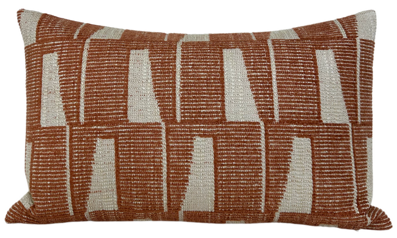 Gaetan Woven Pillow Cover in Terracotta Natural, Schumacher, front view