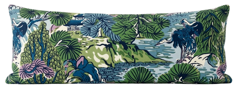 Ready to Ship 14x46 Pagoda Pillow Cover in Blue
