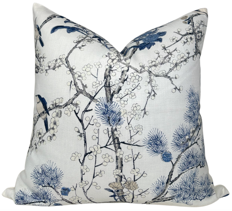 Ready to Ship, 24x24 Katsura Floral Pillow Cover in Blue