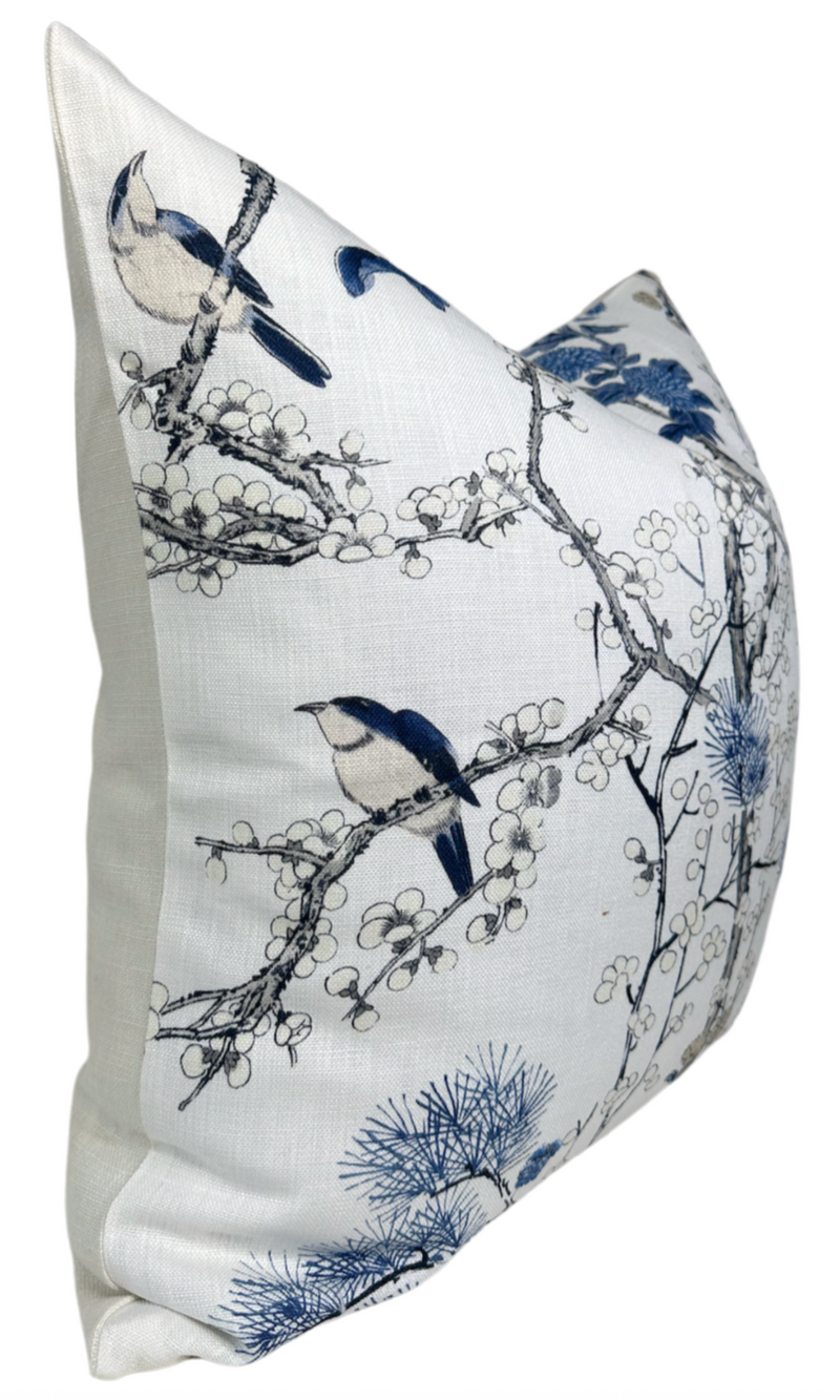 Ready to Ship, 24x24 Katsura Floral Pillow Cover in Blue