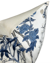 Ready to Ship, 24x24 Katsura Floral Pillow Cover in Blue