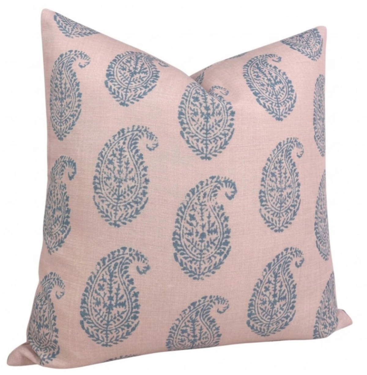 Ready to Ship, 22x22, Kashmir Paisley Pillow Cover in Pink and Blue, Peter Dunham Designer Fabrics