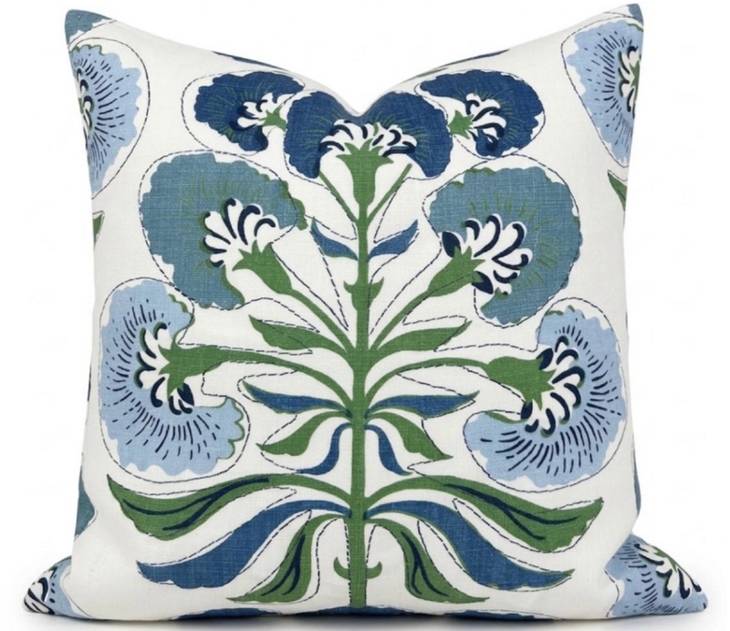 Ready to Ship, 24x24 Tybee Tree Pillow Cover in Blue Green, Thibaut Pillows