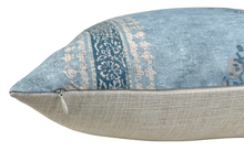 Chappana slate blue pillow cover, angled view