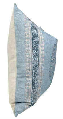 Chappana slate blue floral pillow cover, pattern detail