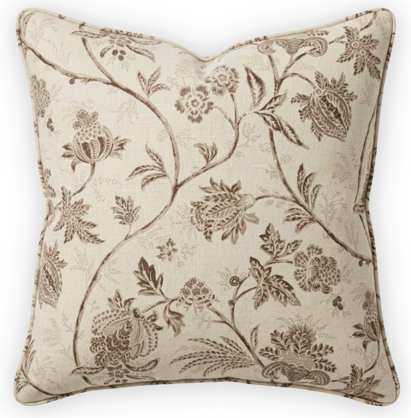 Chinoiserie Vine Pillow Cover in Neutral Brown, Schumacher Textiles
