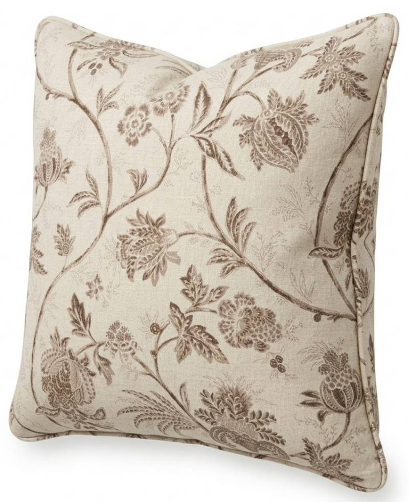 Chinoiserie Vine Pillow Cover in Neutral Brown, Schumacher Textiles