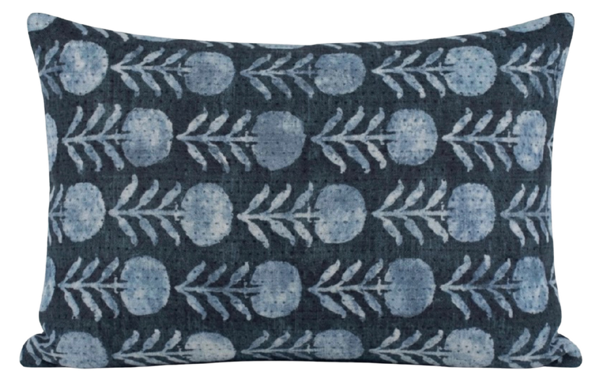 Zinnia Pillow Cover in Indigo, McLaurin + Piercy Textiles