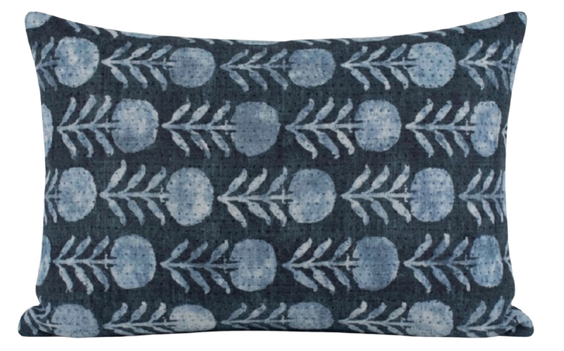Zinnia Pillow Cover in Indigo, McLaurin + Piercy Textiles