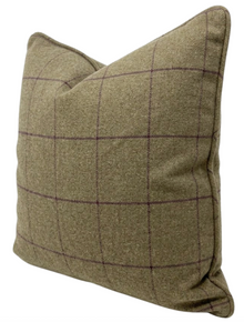 Bancroft Wool Pillow Cover in Olive Aubergine, Schumacher Textiles