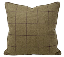Bancroft Wool Pillow Cover in Olive Aubergine, Schumacher Textiles