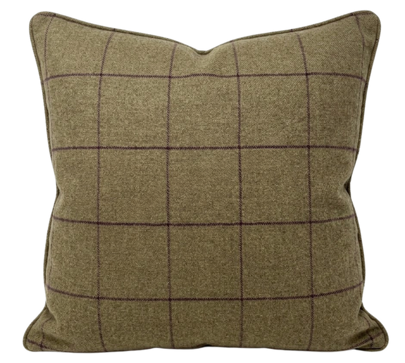 Bancroft Wool Pillow Cover in Olive Aubergine, Schumacher Textiles