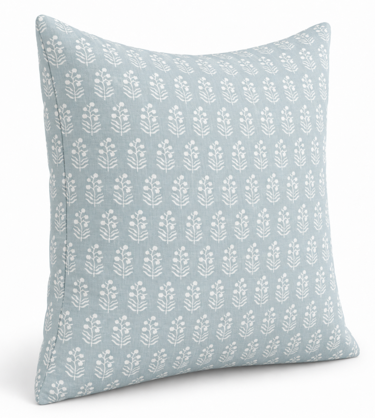 Chloe spa blue linen pillow cover detail