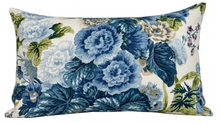Hidcote blue floral lumbar pillow cover detail