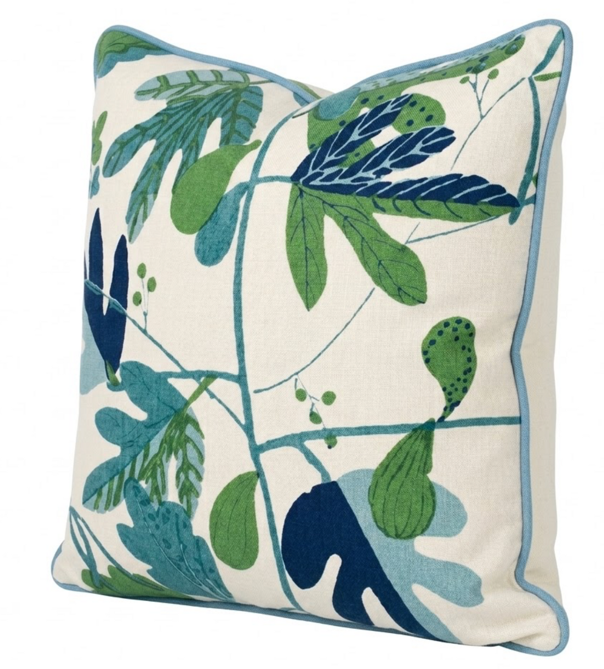 Matisse Leaf blue green pillow cover detail