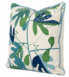Matisse Leaf blue green pillow cover detail