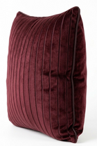 Regent burgundy stripe velvet pillow cover detail