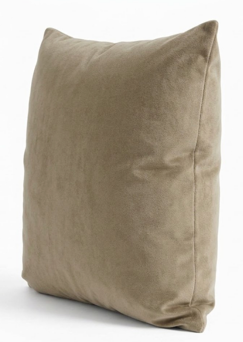 Solid Velvet Pillow Cover in Khaki, velvet texture detail