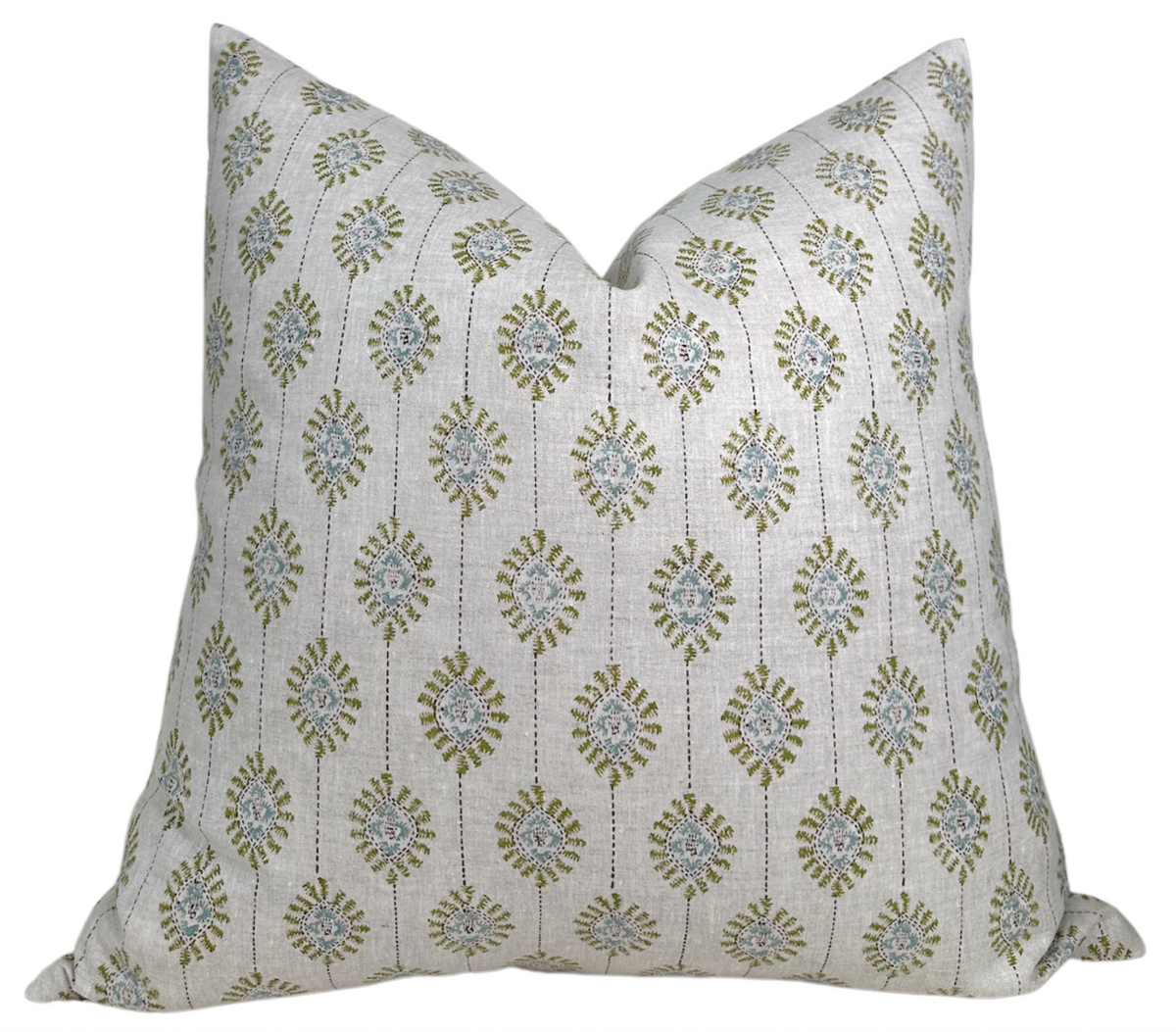 Bombay linen pillow cover in moss green, 22x22