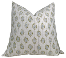 Bombay linen pillow cover in moss green, 22x22