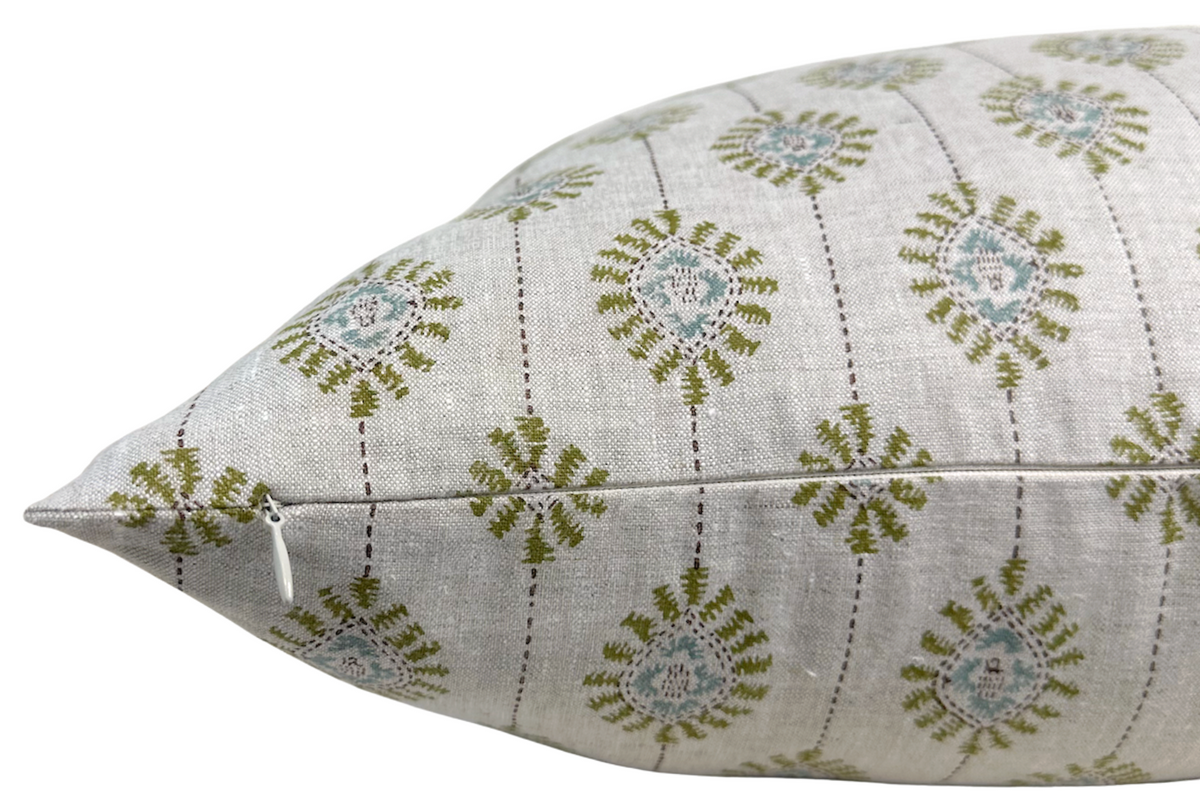 Bombay moss green pillow cover close-up