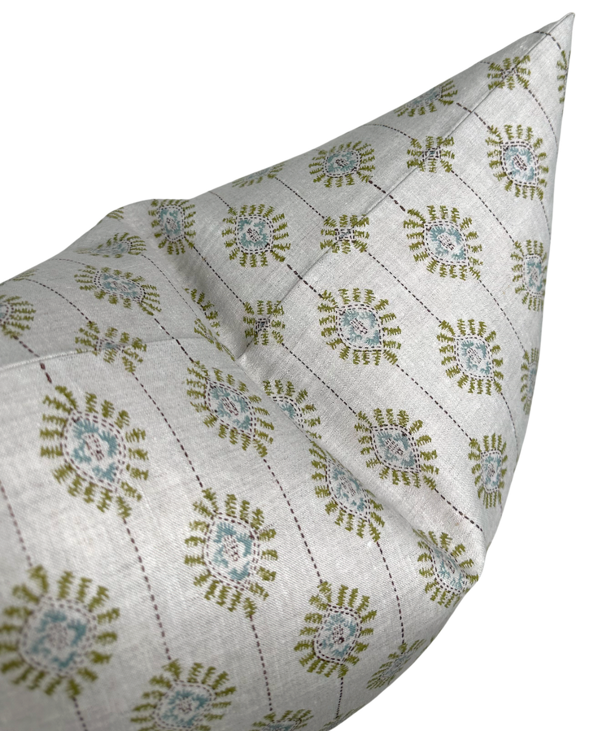 Bombay moss green linen pillow cover, alternate view