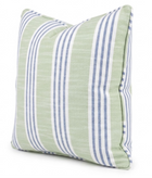 Southport Stripe apple green and blue pillow cover detail