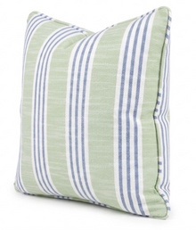 Southport Stripe apple green and blue pillow cover detail