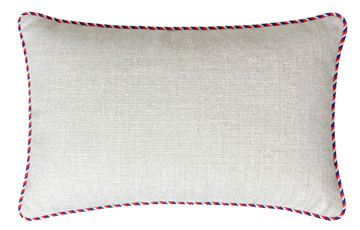 Montauk woven pillow cover in natural with contrast trim