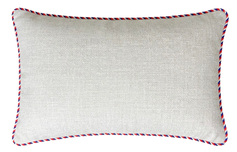 Montauk woven pillow cover in natural with contrast trim