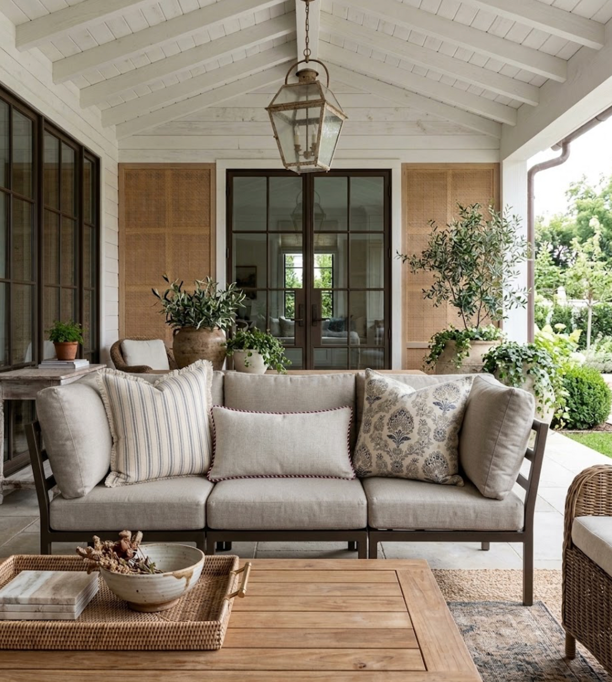 Montauk natural woven pillow cover styled