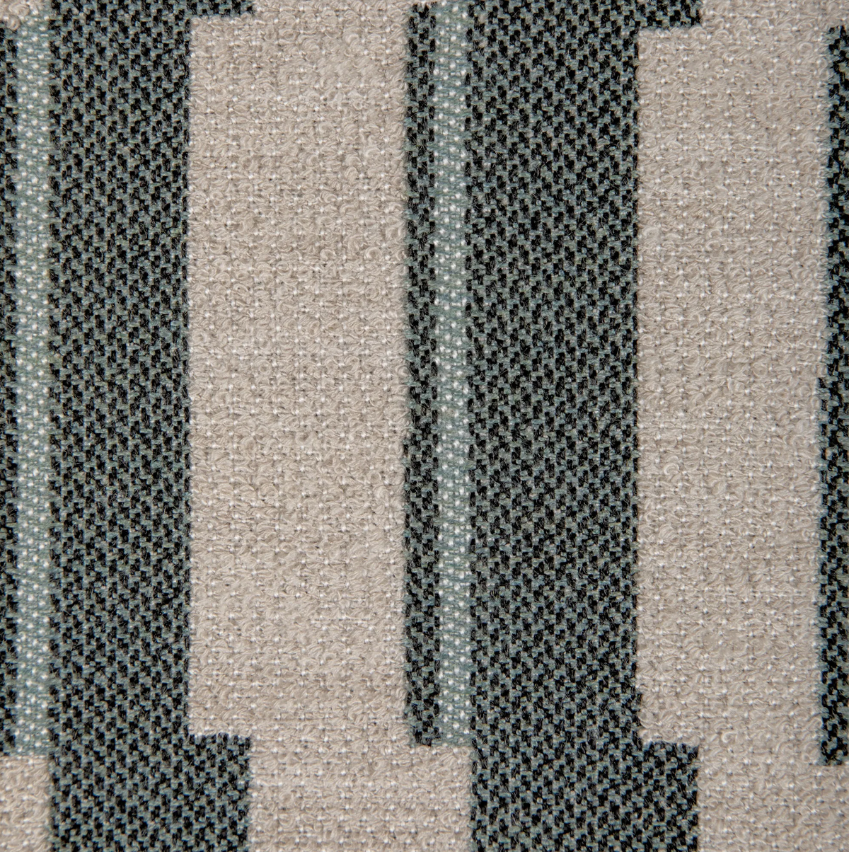 Huron denim woven stripe pillow in a room