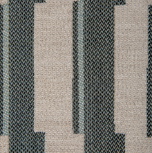 Huron denim woven stripe pillow in a room