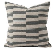 Huron woven stripe pillow cover in denim blue
