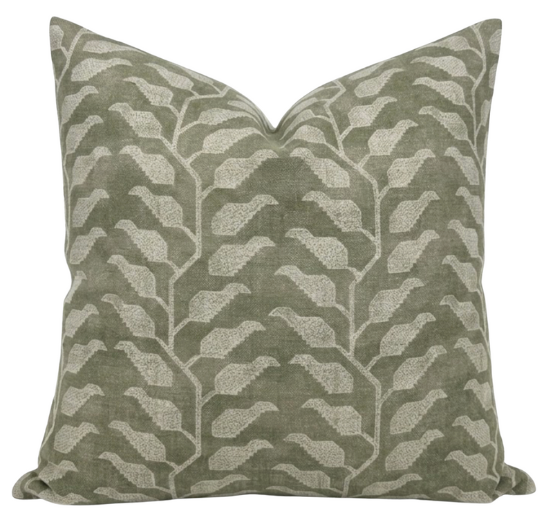 Folio Pillow Cover in Olive Green, Susan Connor Textiles, front view