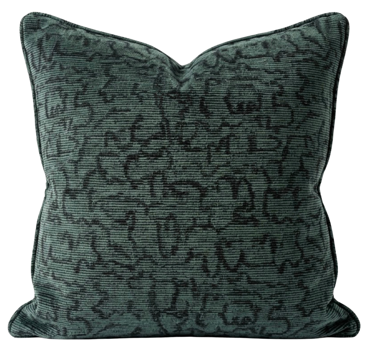Kelly Wearstler Crescendo Pillow Cover in Lagoon, teal raised velvet, front view