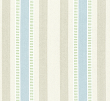 Dearden Striped Pillow Cover in Beige and Blue shown on a sofa