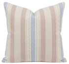 Dearden Striped Pillow Cover in Beige and Blue by Thibaut, soft painterly stripes, front view