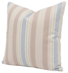 Dearden Striped Pillow Cover in Beige and Blue, printed cotton stripe detail