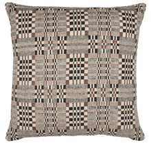 Brimfield Woven Pillow Cover in Cinder by Schumacher, brown and charcoal check, front view