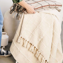 Sea Shell white textured checks handloom cotton throw – One Affirmation